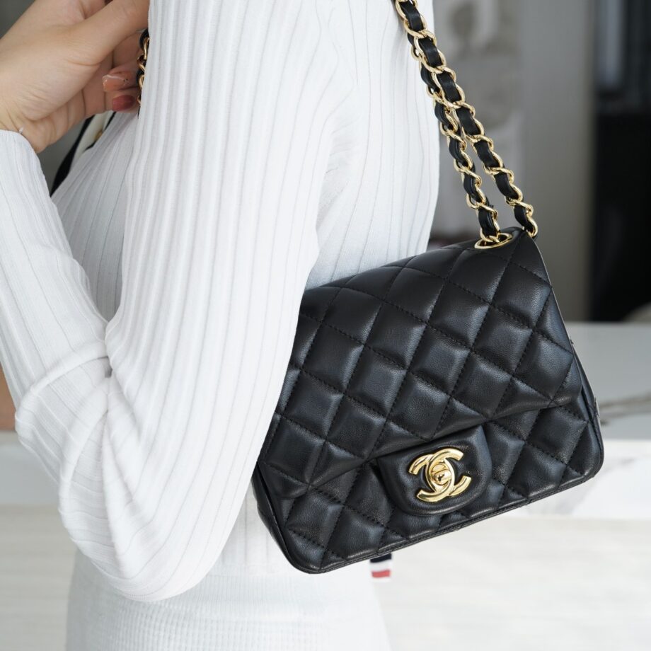 Chanel Black & Gold Hardware French Imported Lambskin Mini Flap Bag