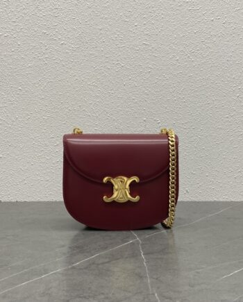 Celine 110973 Red Tea Chain Besace Triomphe In Shiny