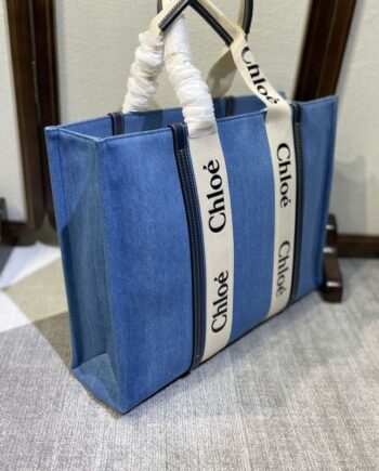 chloe denim-large chloe woody tote bag