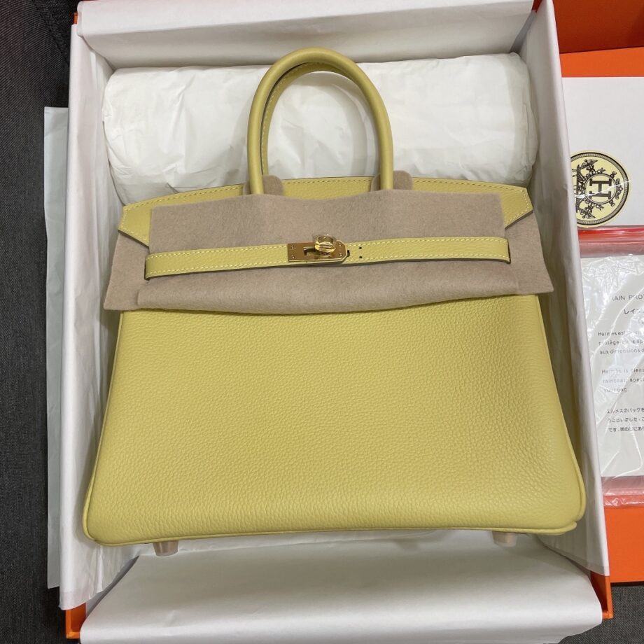 HermèS Birkin25 Yellow Togo Leather Hand-Stitched Birkin 25