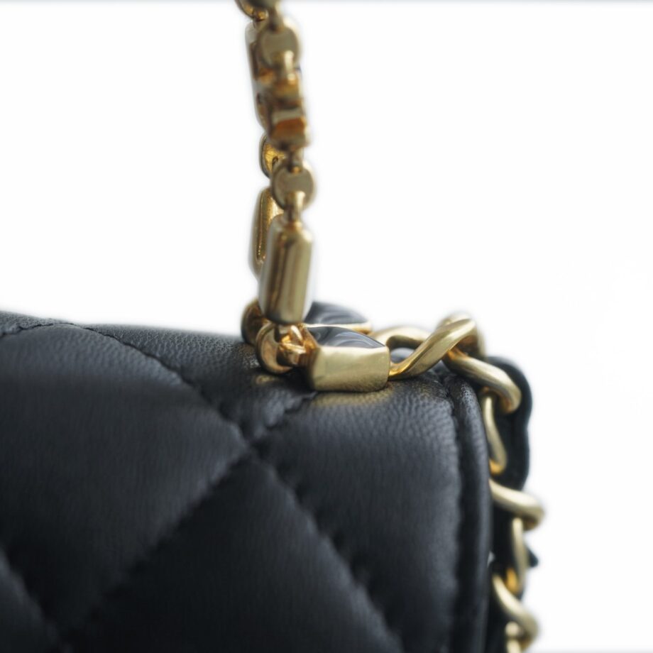 Chanel Black Medium Italian Imported Lambskin 22B Enamel Buckle Kelly