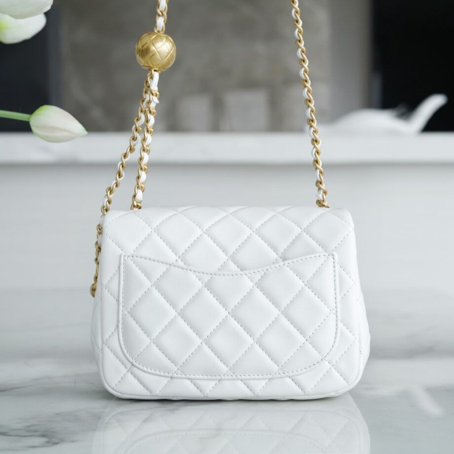 Chanel Chanel Black & White Hardware Italy Imported Lambskin Mini Classic Handbag