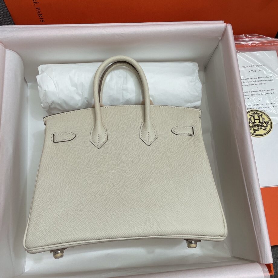 HermèS Birkin25 White Epsom Leather Silver Hardware Handmade Birkin25