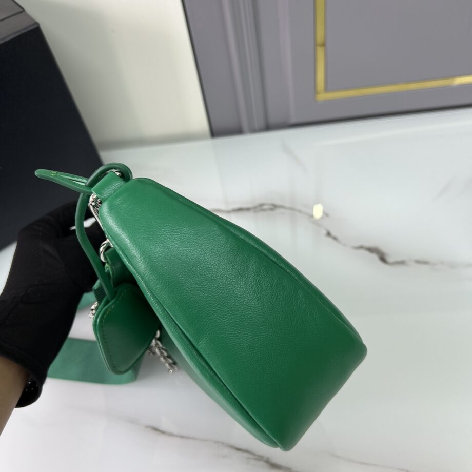 PRADA 1BH204 Green Sheepskin Hobo Bag