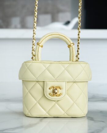 Chanel Light Yellow 23S Handle Makeup Box Bag
