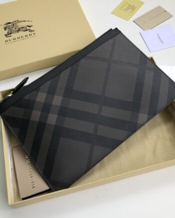 burberry london plaid zipper buggy bag grain calfskin material, slim briefcase