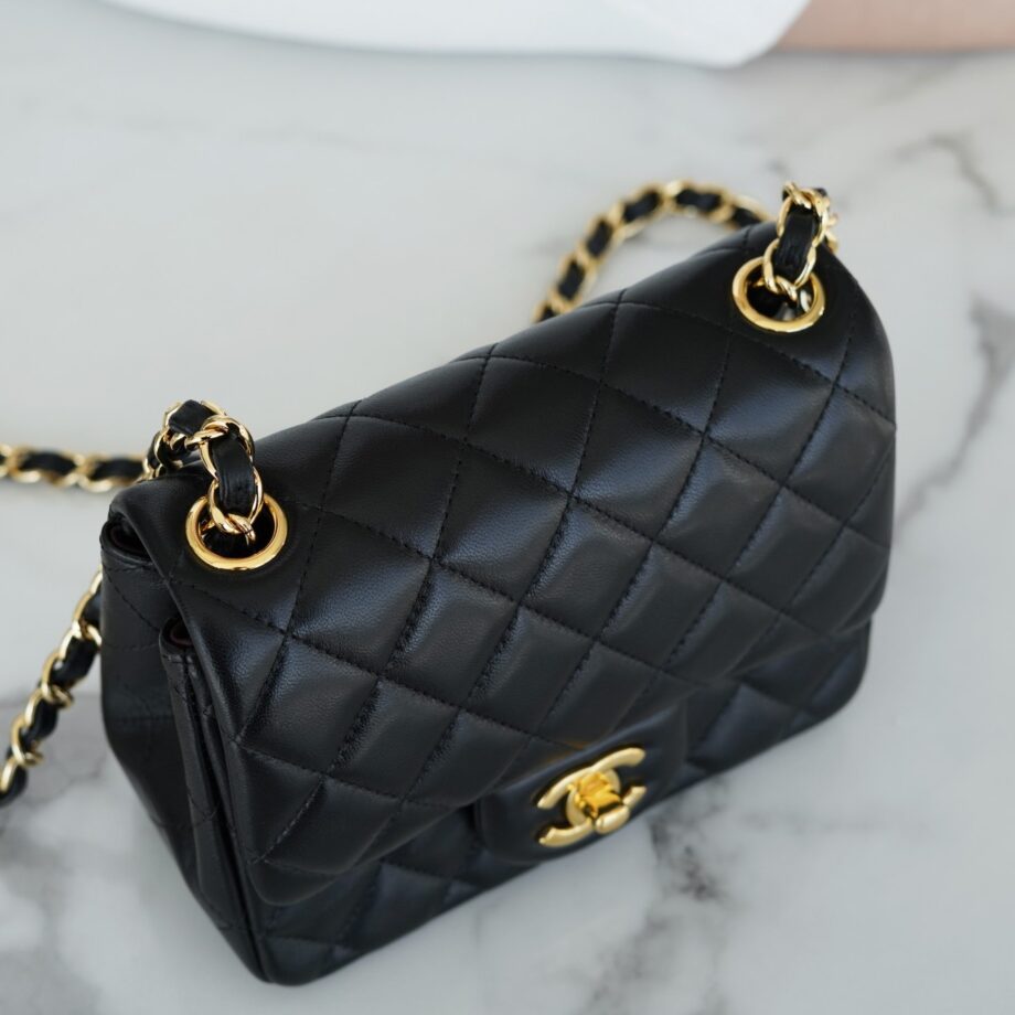 Chanel Black & Gold Hardware French Imported Lambskin Mini Flap Bag