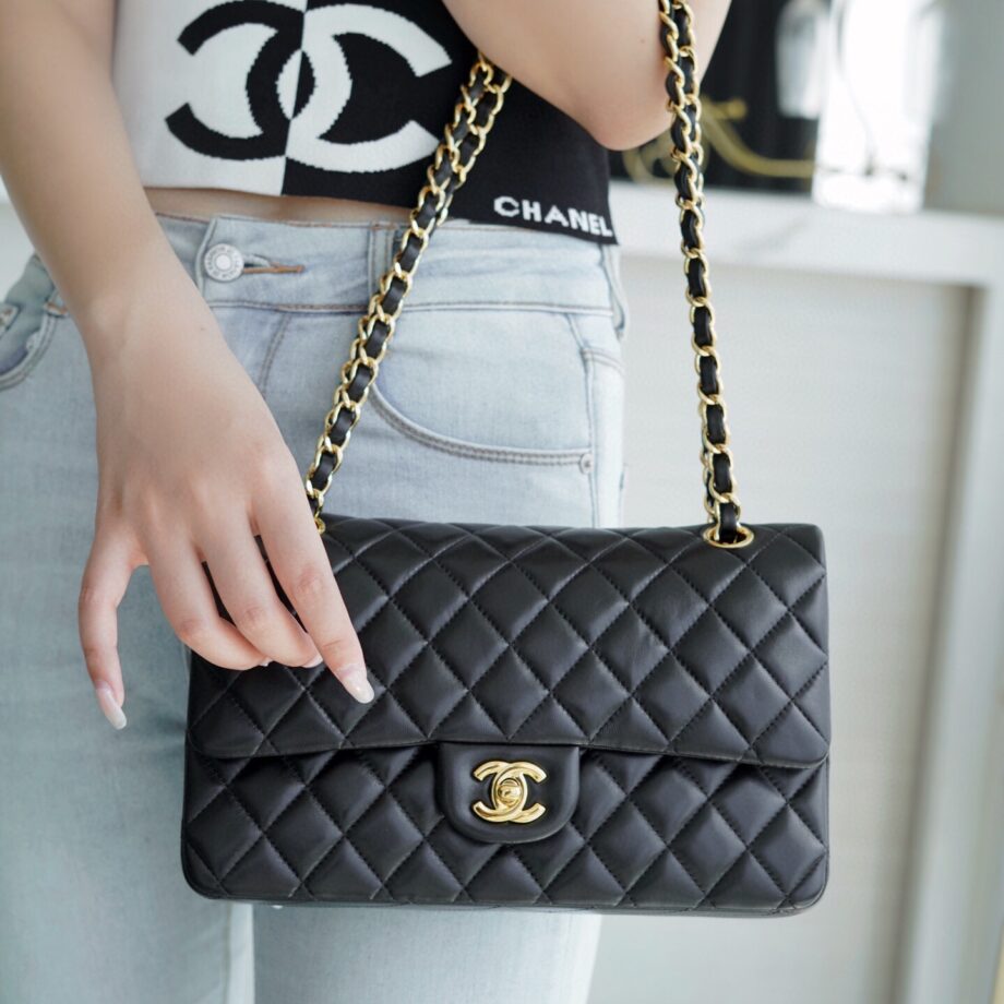 Chanel Black & Gold Hardware French Lambskin Classic Handbag