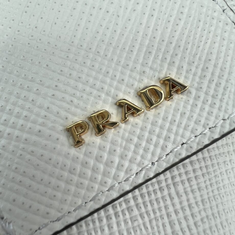 PRADA 1BA217 White Small Saffiano Leather Prada Panier Bag