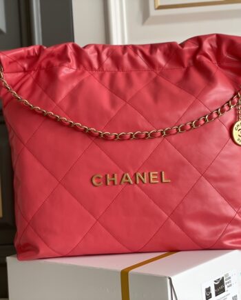 Chanel AS3261 Medium Red Shiny Calfskin & Gold-Tone Metal Chanel 22 Handbag