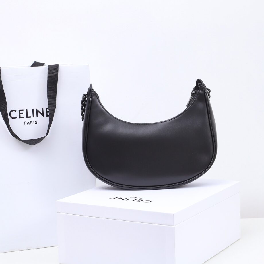 celine 199583 black medium ava chain in smooth calfskin handbag