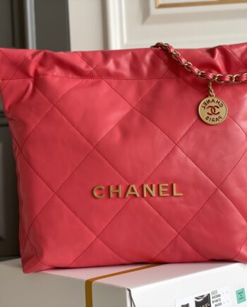 Chanel AS3260 Small Red Shiny Calfskin & Gold-Tone Metal Chanel 22 Small Handbag