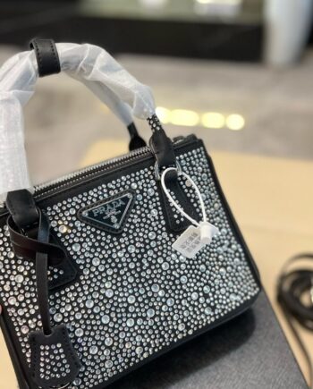 prada mini galleria crystal-embellished tote bag