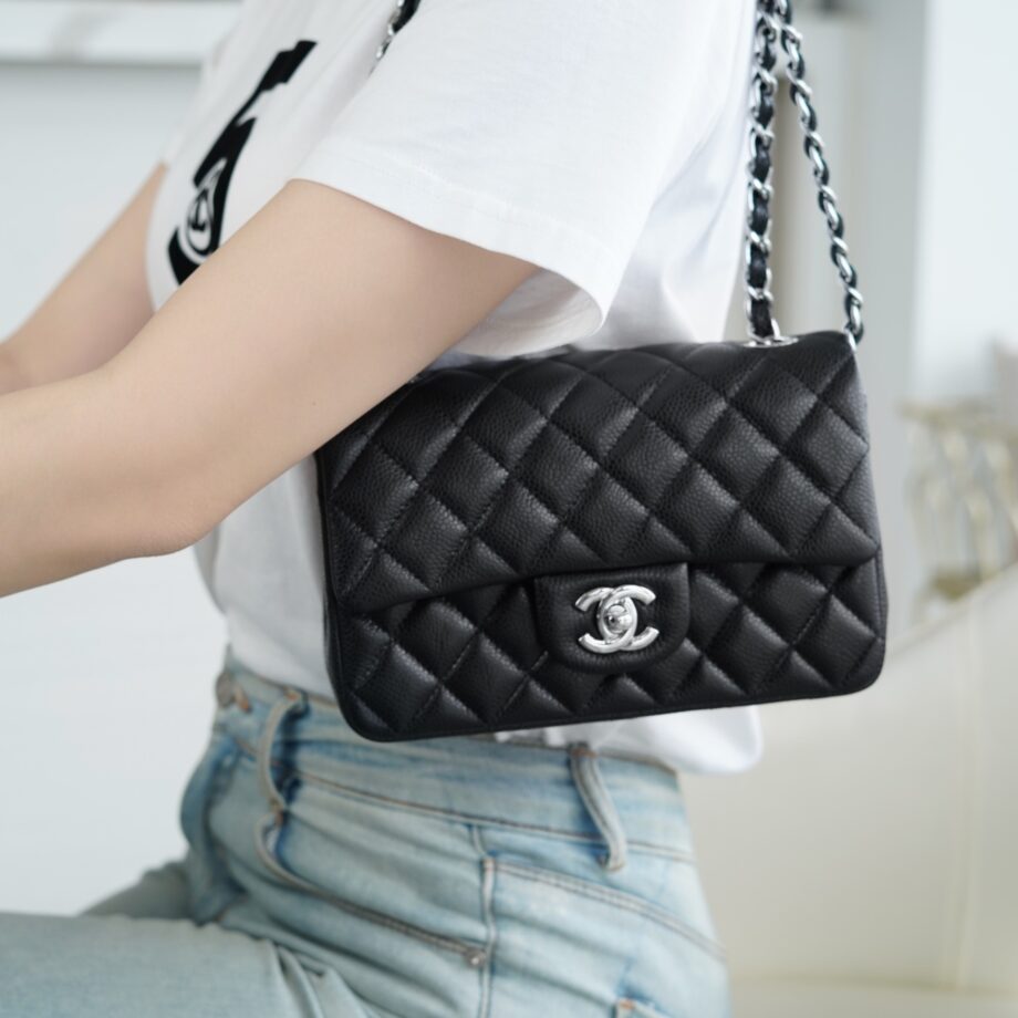 Chanel Black & Silver Hardware French Haas Grained Cowhide Mini Flap Bag