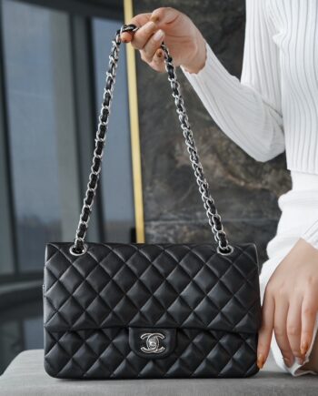 Chanel Black & Silver Hardware French Lambskin Classic Handbag