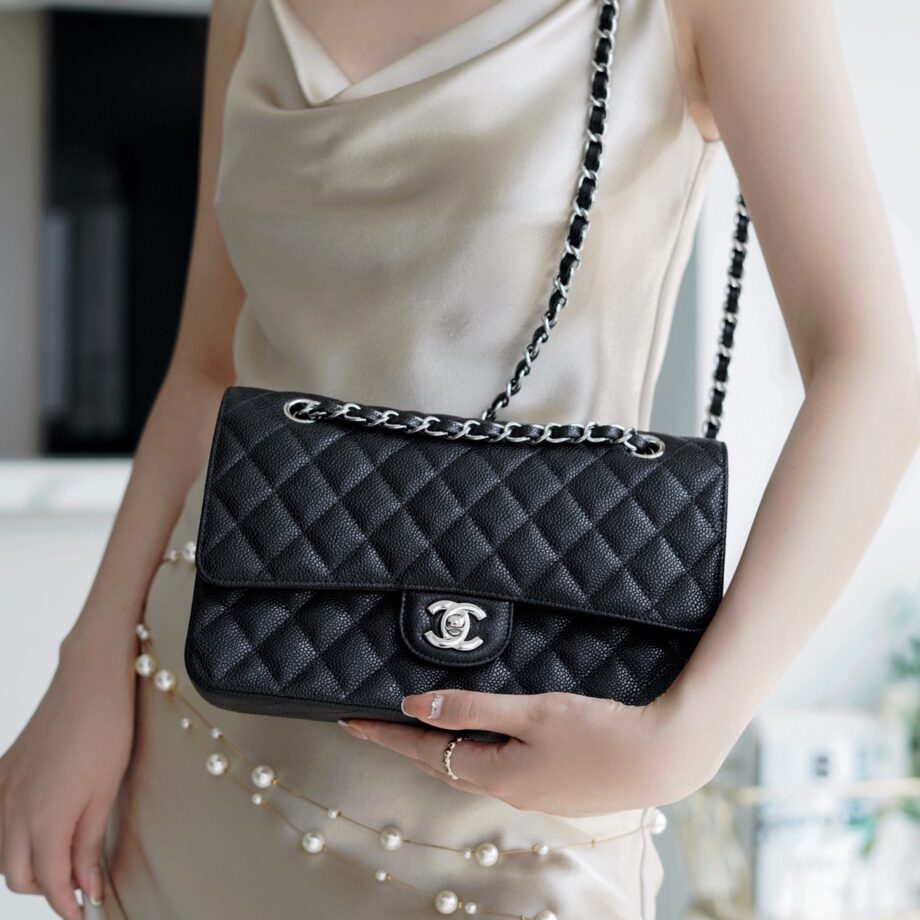 Chanel Black & Silver Hardware Italian Cowhide Classic Handbag