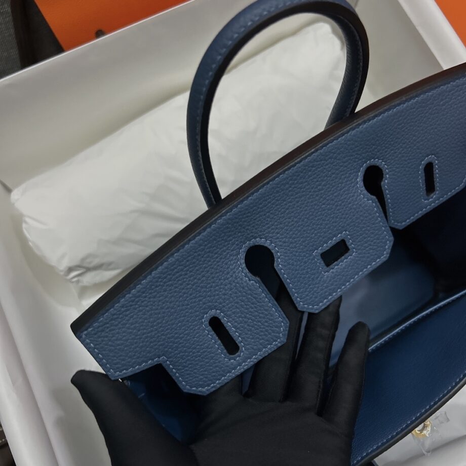 HermèS Birkin25 Deep Blue Togo Cowhide Handmade Sewing Birkin25