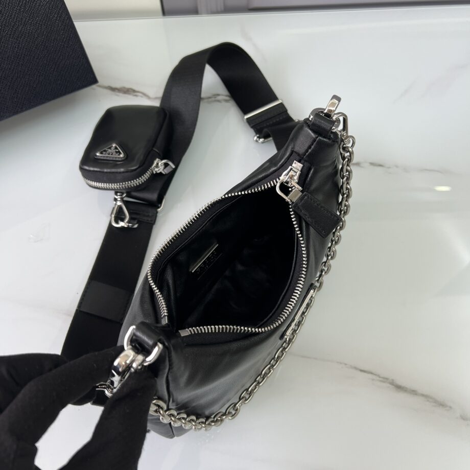 PRADA 1BH204 Sheepskin Hobo Bag