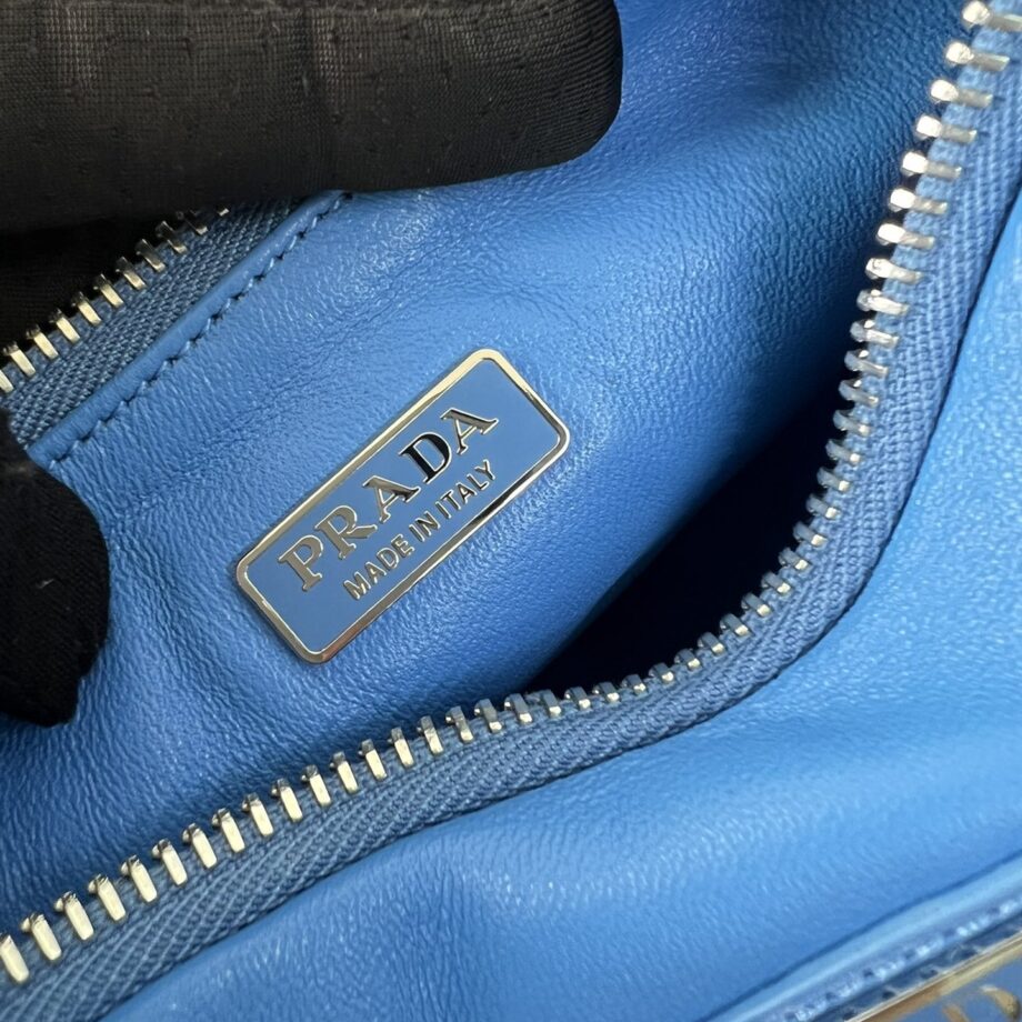 PRADA 1BH204 Blue Sheepskin Hobo Bag