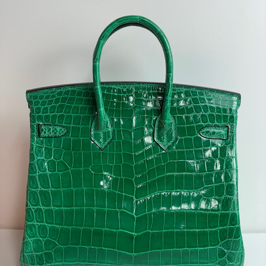 HermèS Birkin25 Emerald Green Nile Crocodile Gold Hardware Handmade Sewing Birkin09