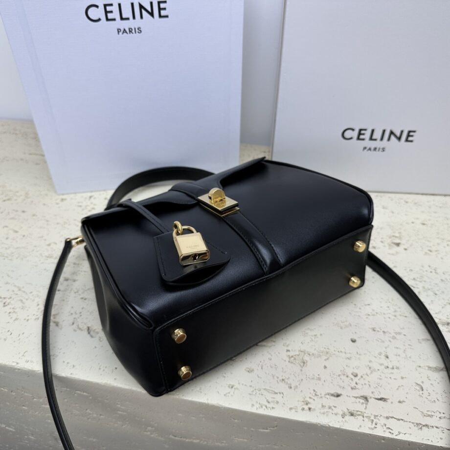 Celine 188003 Black Small 16 Bag In Satinated Calfskin