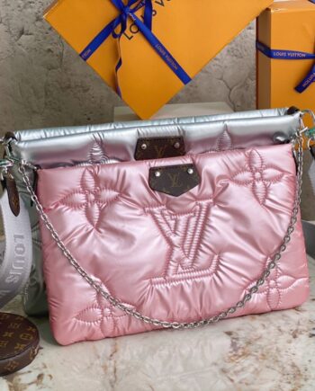 louis vuitton m21056 silver/pink down three-piece set maxi multi pochette accessoires handbag