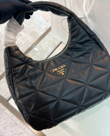 PRADA 1BC183 Large, Topstitched Nappa-Leather Bag