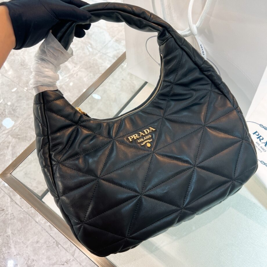 PRADA 1BC183 Large, Topstitched Nappa-Leather Bag