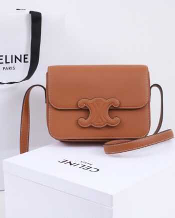 celine 199233 tan teen bag cuir triomphe in shiny calfskin