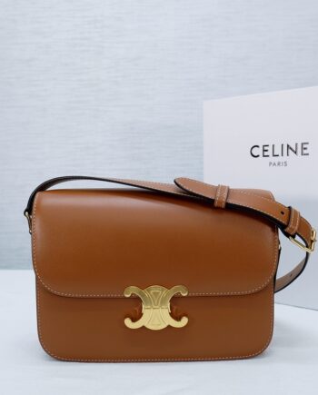 Celine 187363 Triomphe Medium Shiny Calfskin Sholder Bag