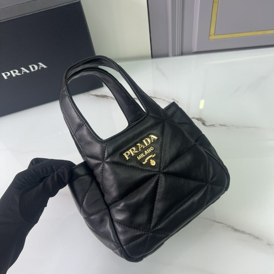 PRADA 1BG451 Small Nappa-Leather Tote Bag With Topstitching