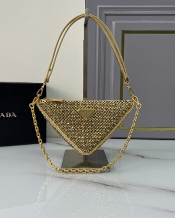 PRADA 1BC190 Prada Triangle Satin Mini-Bag With Crystals