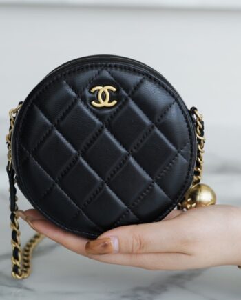 Chanel Black Metal Beads Style Small Round Bag