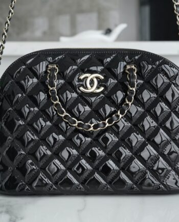 Chanel Black Large Patent Leather Alma Bag