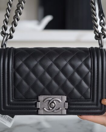 Chanel Black France Haas Calf Leather Small Boy Chanel Handbag