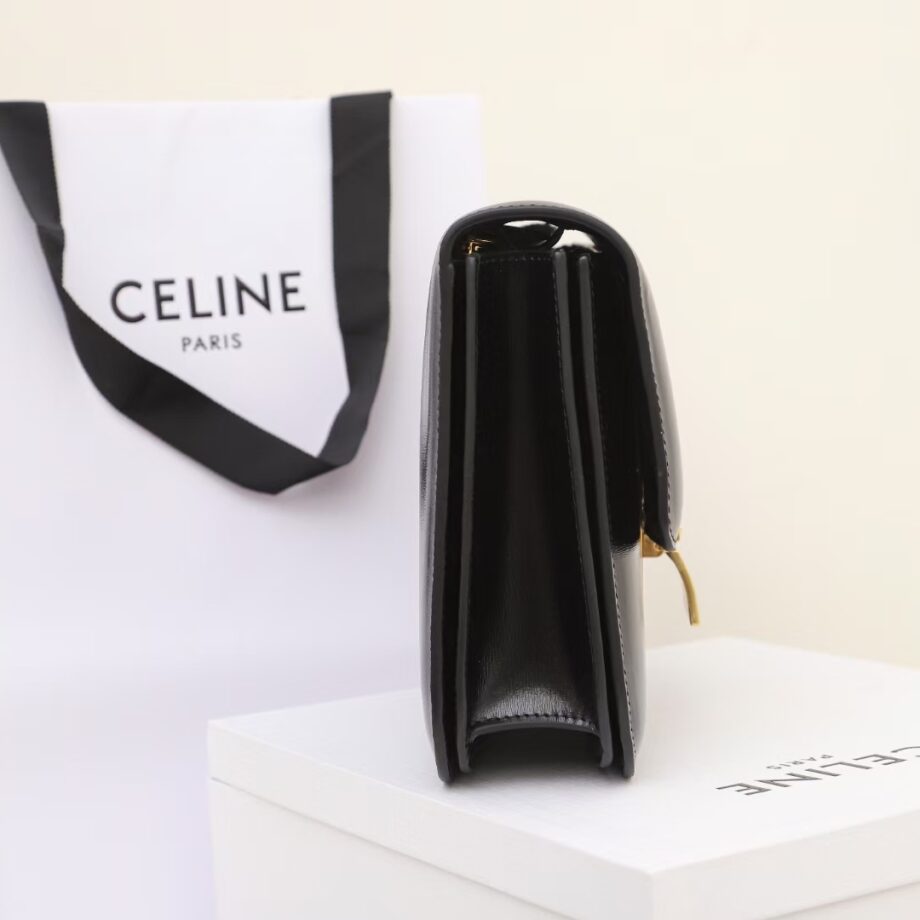 celine 189173 black tea classic bag in box calfskin