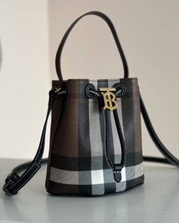 burberry birch brown check and leather mini tb bucket bag