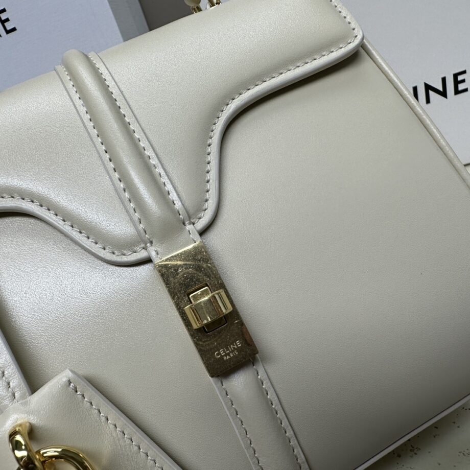 Celine 197983 White Mini 16 In Satinated Calfskin