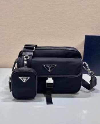 PRADA 2VH133B Nylon And Saffiano Leather Shoulder Bag