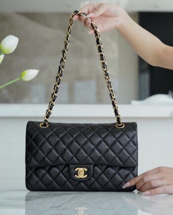 Chanel Black & Gold Hardware French Lambskin Classic Handbag