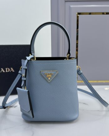 PRADA 1BA217 Celeste Small Saffiano Leather Prada Panier Bag