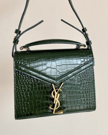 ysl cassandra crocodile embossed glossy leather mini handbag