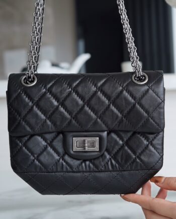 Chanel Black & Silver Hardware Mini 2.55 Handbag