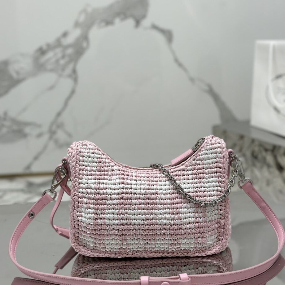 PRADA 1BC204 Raffia Hobo Woven Bag