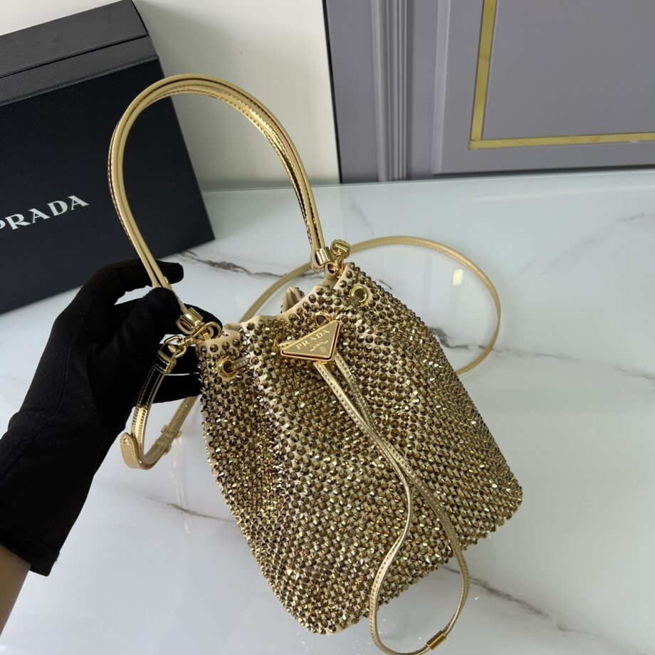 PRADA 1BE067 Yellow Satin Mini-Bag With Crystals