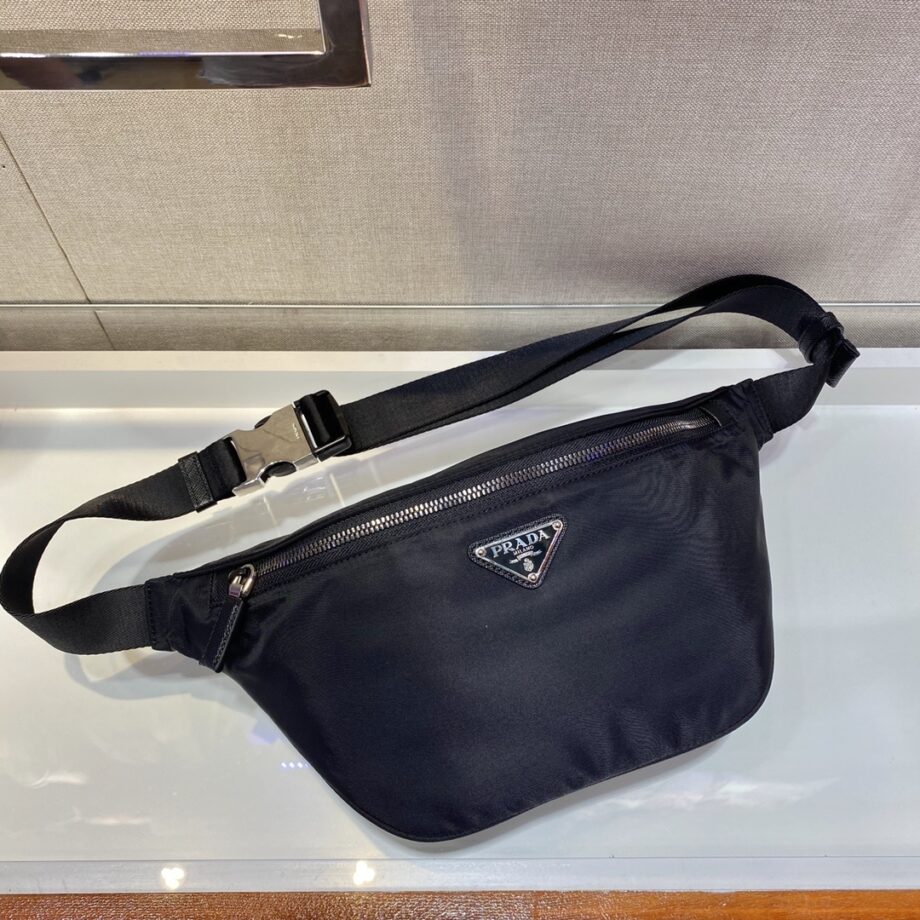 PRADA 2VL033 Black Canvas Minimalism Chest Bag/Waist Bag