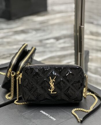 ysl beat diamond quilted double zip clutch