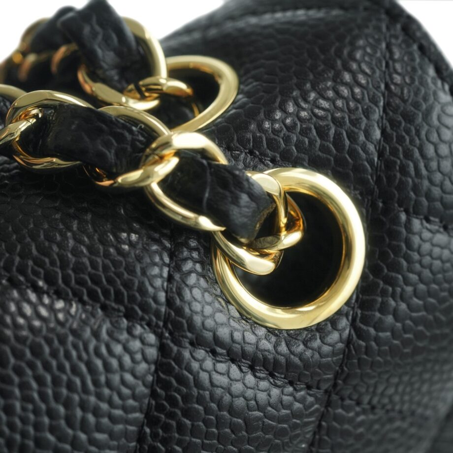 Chanel Black & Gold Metal Grained Calfskin Small Classic Handbag