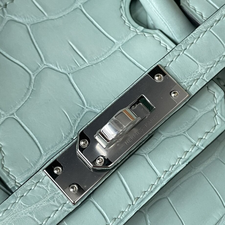 HermèS Birkin25 Mint Green Nile Crocodile Silver Hardware Handmade Sewing Birkin25