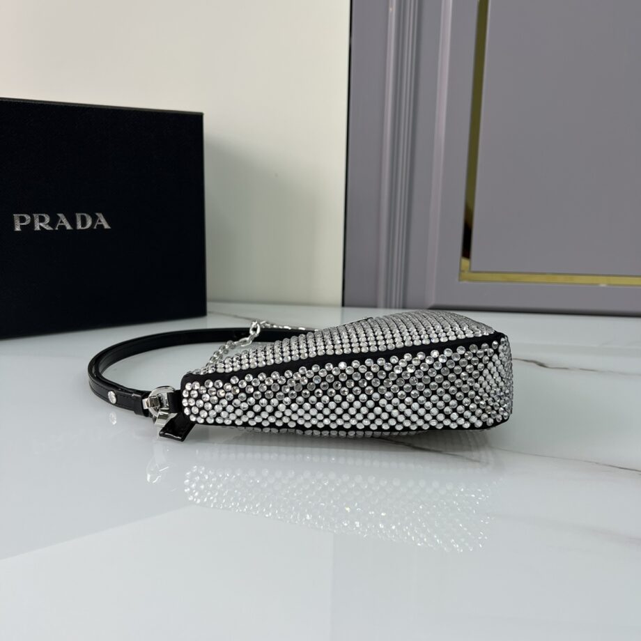 PRADA 1BC190 Prada Triangle Satin Mini-Bag With Crystals